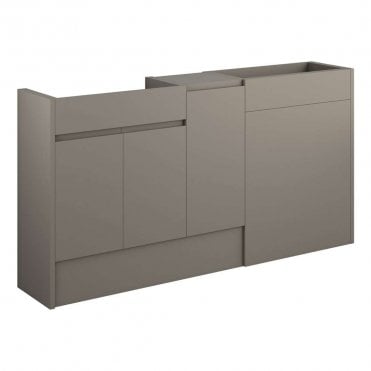 Eden 1536mm Standard Basin, WC & 1 Door Unit Pack - Matt Stone (Oak Cabinet)