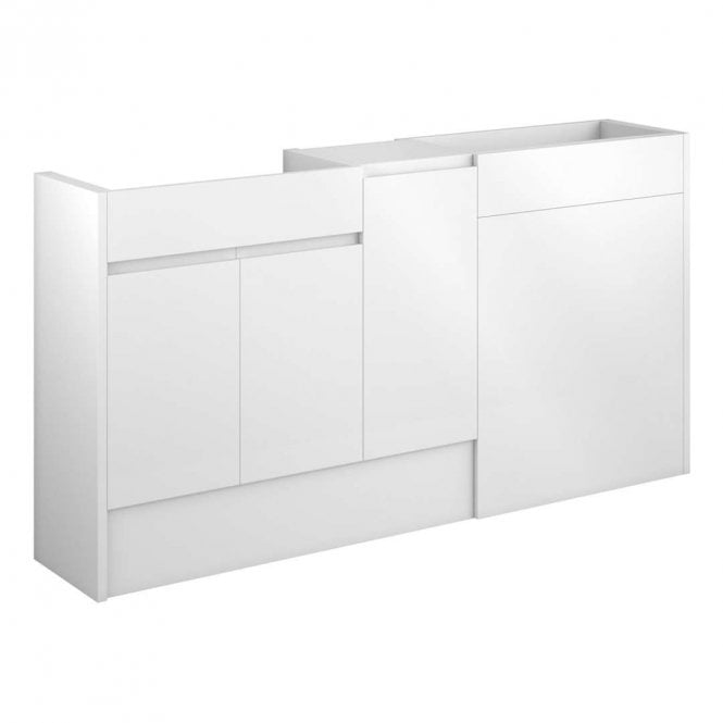 Dove Bathrooms Eden 1536mm Standard Basin, WC & 1 Door Unit Pack - White Gloss (Grey Cabinet)