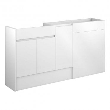 Eden 1536mm Standard Basin, WC & 1 Door Unit Pack - White Gloss (Oak Cabinet)