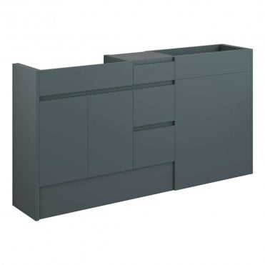 Eden 1536mm Standard Basin, WC & 3 Drawer Unit Pack - Matt Green (Grey Cabinet)