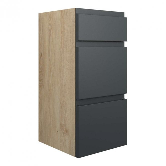 Dove Bathrooms Eden 300mm Standard 3 Drawer Unit - Matt Graphite Grey (Oak Cabinet)