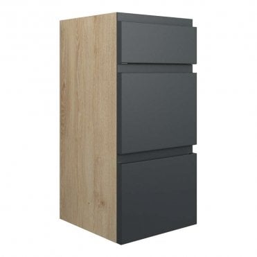Eden 300mm Standard 3 Drawer Unit - Matt Graphite Grey (Oak Cabinet)