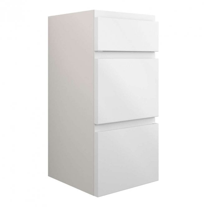 Dove Bathrooms Eden 300mm Standard 3 Drawer Unit - White Gloss (Grey Cabinet)
