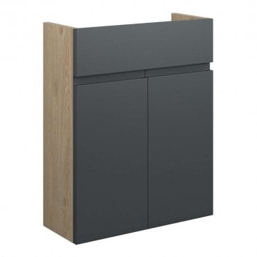 Eden 500mm Slim Basin Unit - Matt Graphite Grey (Oak Cabinet)