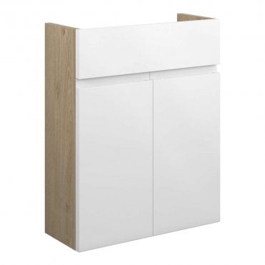 Eden 500mm Slim Basin Unit - White Gloss (Oak Cabinet)