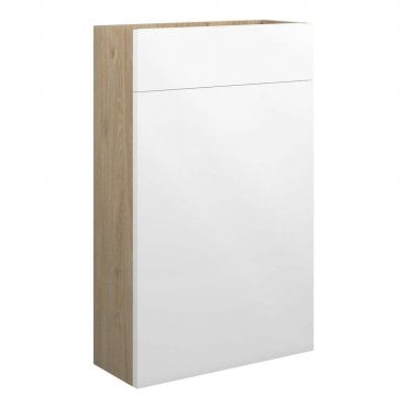 Eden 500mm Slim WC Unit - White Gloss (Oak Cabinet)