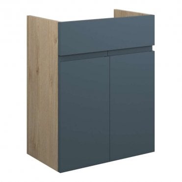 Eden 500mm Standard Basin Unit - Matt Arley Blue (Oak Cabinet)