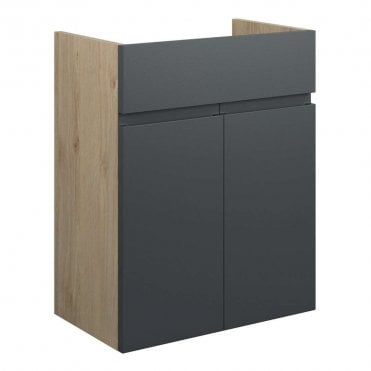 Eden 500mm Standard Basin Unit - Matt Graphite Grey (Oak Cabinet)
