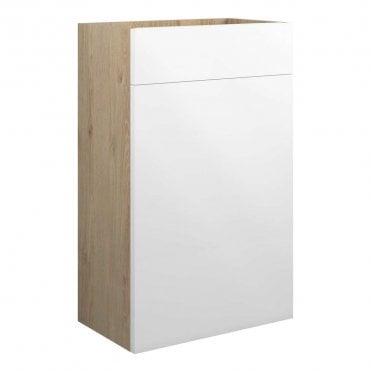 Eden 500mm Standard WC Unit - White Gloss (Oak Cabinet)
