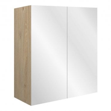 Eden 600mm Mirrored Wall Units - Matt Green (Oak Cabinet)