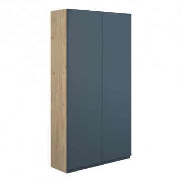 Eden 600mm Slim 2 Door Wall Unit - Matt Arley Blue (Oak Cabinet)