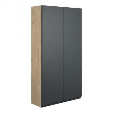 Eden 600mm Slim 2 Door Wall Unit - Matt Graphite Grey (Oak Cabinet)