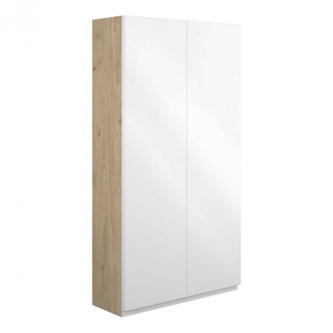 Dove Bathrooms Eden 600mm Slim 2 Door Wall Unit - White Gloss (Oak Cabinet)