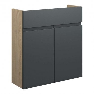 Eden 600mm Slim Basin Unit - Matt Graphite Grey (Oak Cabinet)