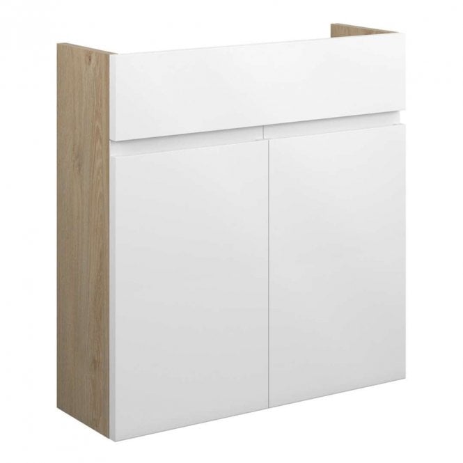 Dove Bathrooms Eden 600mm Slim Basin Unit - White Gloss (Oak Cabinet)