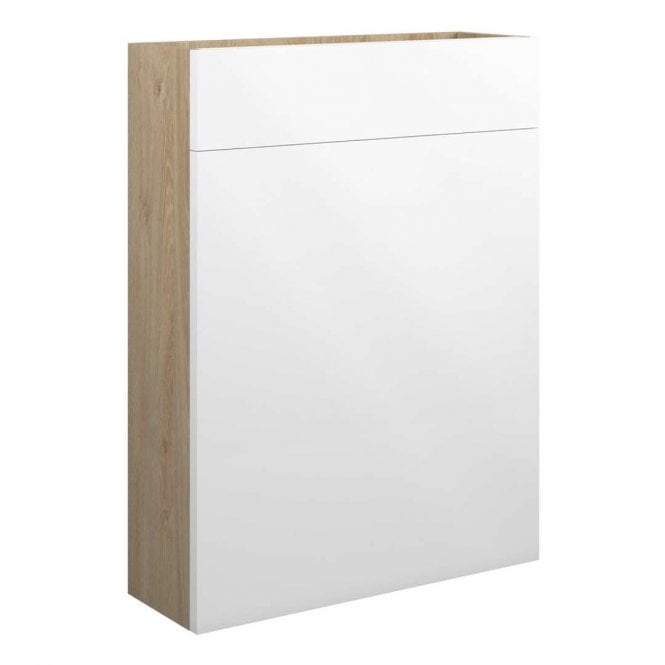 Dove Bathrooms Eden 600mm Slim WC Unit - White Gloss (Oak Cabinet)
