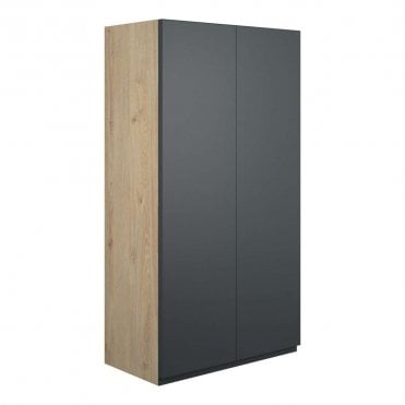 Eden 600mm Standard 2 Door Wall Unit - Matt Graphite Grey (Oak Cabinet)