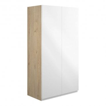Eden 600mm Standard 2 Door Wall Unit - White Gloss (Oak Cabinet)