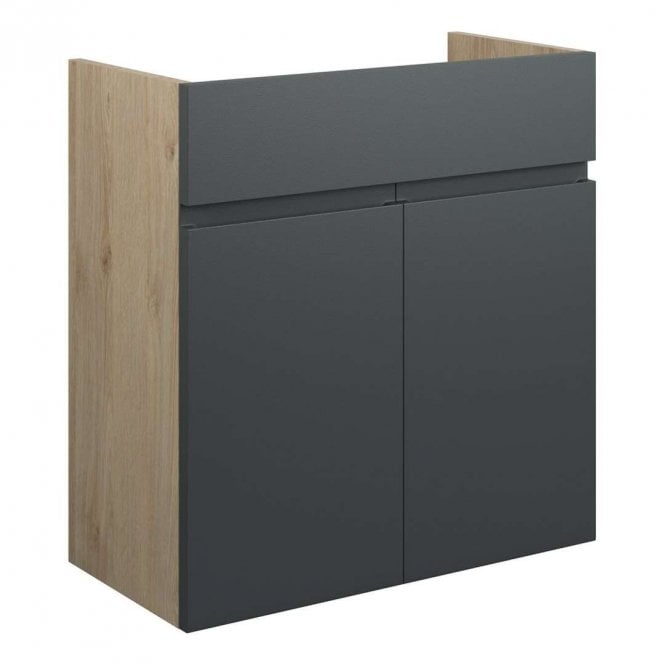 Dove Bathrooms Eden 600mm Standard Basin Unit - Matt Graphite Grey (Oak Cabinet)