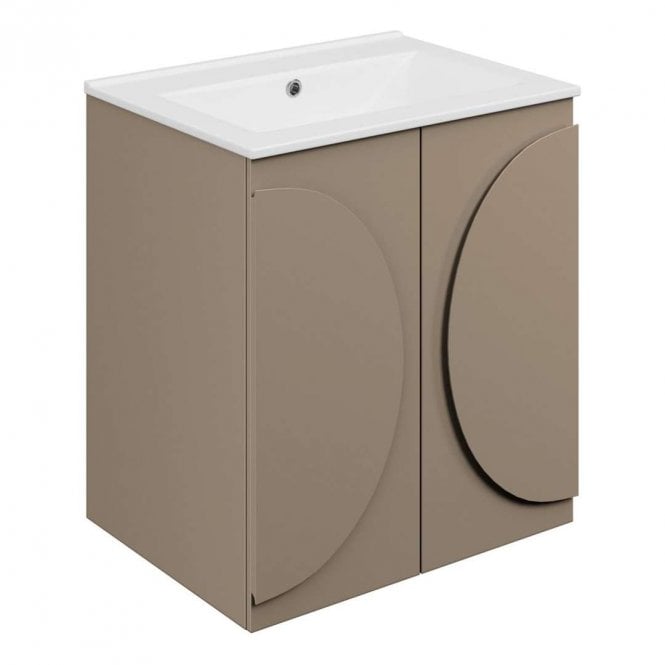 Dove Bathrooms Elegance 610mm Matt Taupe 2 Door Vanity Unit & No Tap Hole Basin
