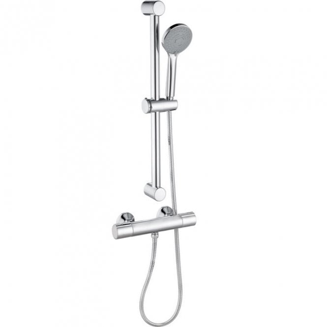 Dove Bathrooms Elle Round Cool-Touch Thermostatic Bar Mixer Shower with Adjustable Slide Rail Kit - Chrome