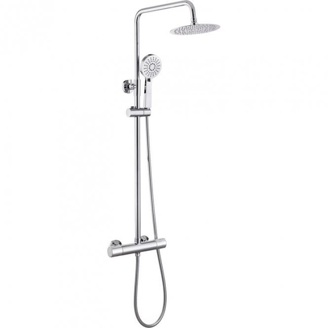 Dove Bathrooms Elle Round Cool-Touch Thermostatic Bar Mixer Shower with Fixed Head & Handset - Chrome