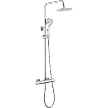 Elle Round Cool-Touch Thermostatic Bar Mixer Shower with Fixed Head & Handset - Chrome