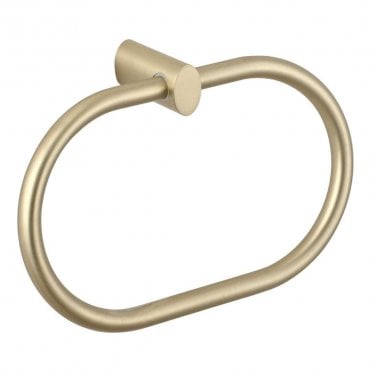 Elliptical Brushed Brass Towel Ring