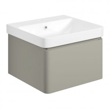 Eloisa 500mm Wall Hung 1 Drawer Basin Unit & Basin - Matt Latte