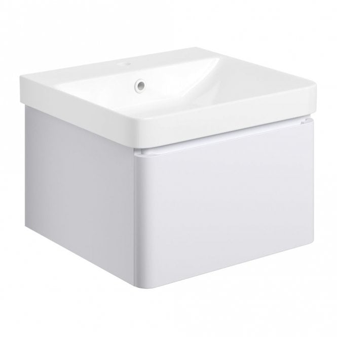 Dove Bathrooms Eloisa 500mm Wall Hung 1 Drawer Basin Unit & Basin - Matt White