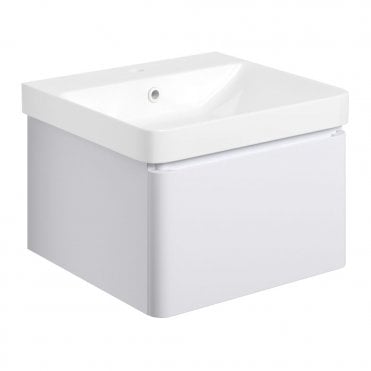 Eloisa 500mm Wall Hung 1 Drawer Basin Unit & Basin - Matt White
