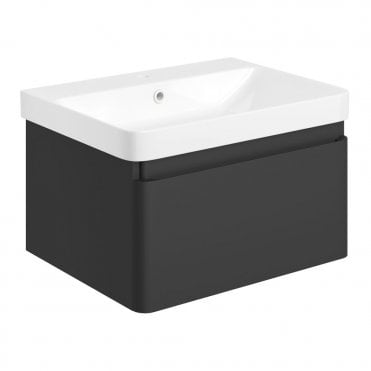 Eloisa 605mm Wall Hung 1 Drawer Basin Unit & Basin - Matt Black