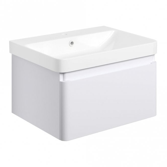 Dove Bathrooms Eloisa 605mm Wall Hung 1 Drawer Basin Unit & Basin - Matt White