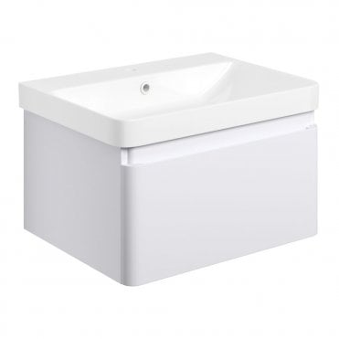 Eloisa 605mm Wall Hung 1 Drawer Basin Unit & Basin - Matt White