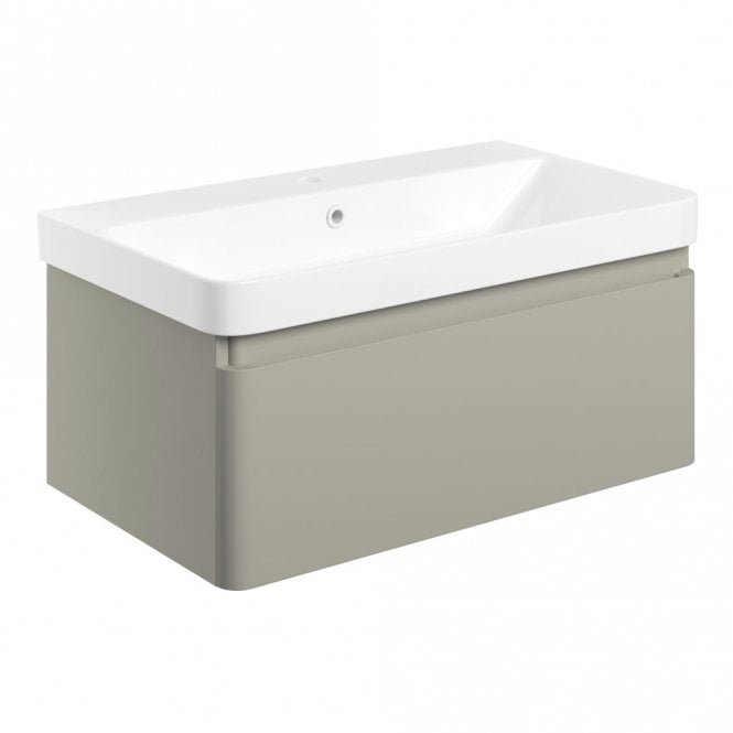 Dove Bathrooms Eloisa 805mm Wall Hung 1 Drawer Basin Unit & Basin - Matt Latte