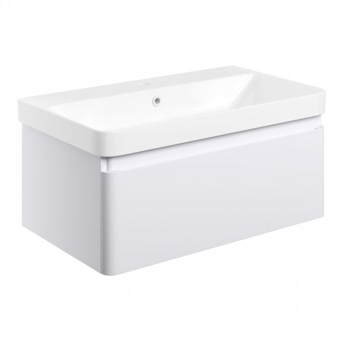 Dove Bathrooms Eloisa 805mm Wall Hung 1 Drawer Basin Unit & Basin - Matt White