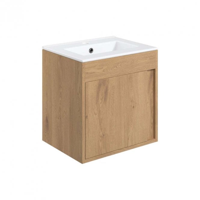 Dove Bathrooms Essence 510mm Wall Hung Vanity Unit & Basin - Seville Oak