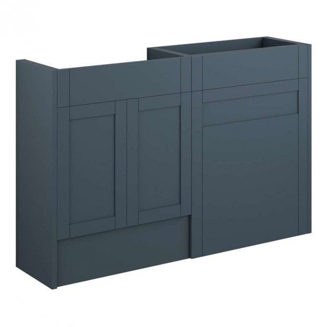 Dove Bathrooms Etta 1236mm Standard Basin & WC Unit Pack - Matt Arley Blue (Oak Cabinet)