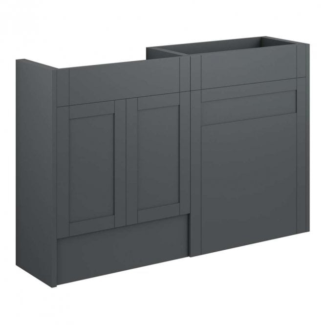 Dove Bathrooms Etta 1236mm Standard Basin & WC Unit Pack - Matt Graphite Grey (Oak Cabinet)