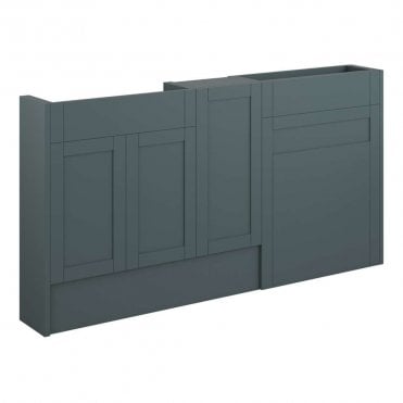 Etta 1536mm Slim Basin, WC & 1 Door Unit Pack - Matt Green (Oak Cabinet)