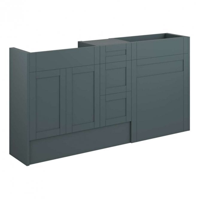 Dove Bathrooms Etta 1536mm Standard Basin, WC & 3 Drawer Unit Pack - Matt Green (Grey Cabinet)