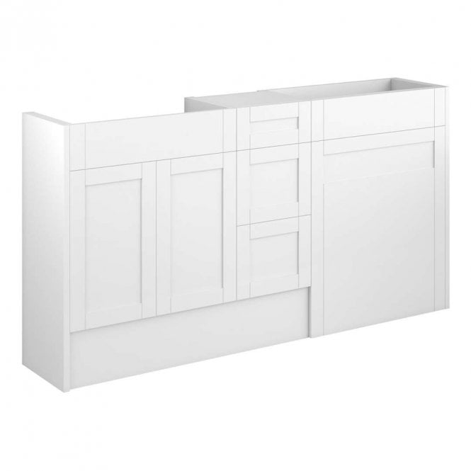 Dove Bathrooms Etta 1536mm Standard Basin, WC & 3 Drawer Unit Pack - Matt White (Grey Cabinet)