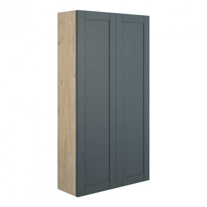 Dove Bathrooms Etta 600mm Slim 2 Door Wall Unit - Matt Green (Oak Cabinet)