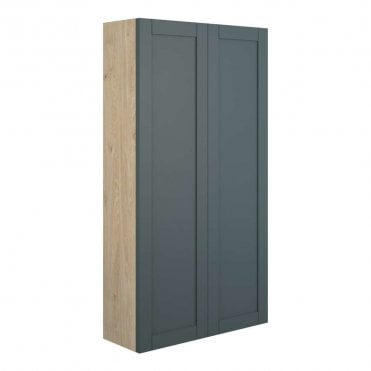 Etta 600mm Slim 2 Door Wall Unit - Matt Green (Oak Cabinet)