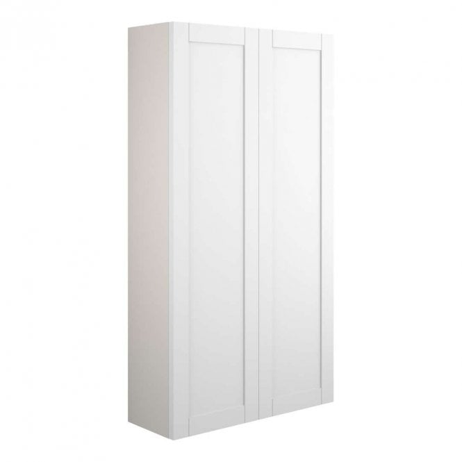 Dove Bathrooms Etta 600mm Slim 2 Door Wall Unit - Matt White (Grey Cabinet)