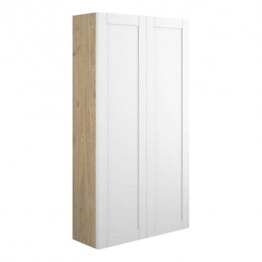 Etta 600mm Slim 2 Door Wall Unit - Matt White (Oak Cabinet)