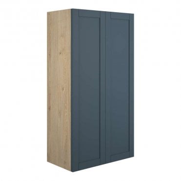 Etta 600mm Standard 2 Door Wall Unit - Matt Arley Blue (Oak Cabinet)