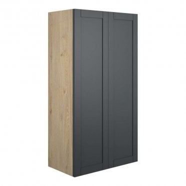 Etta 600mm Standard 2 Door Wall Unit - Matt Graphite Grey (Oak Cabinet)