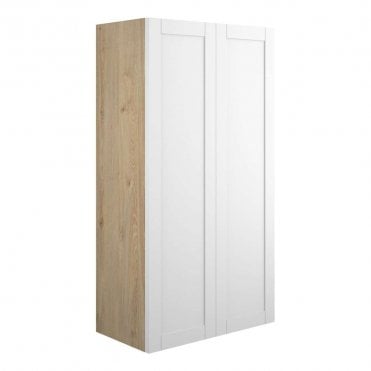 Etta 600mm Standard 2 Door Wall Unit - Matt White (Oak Cabinet)
