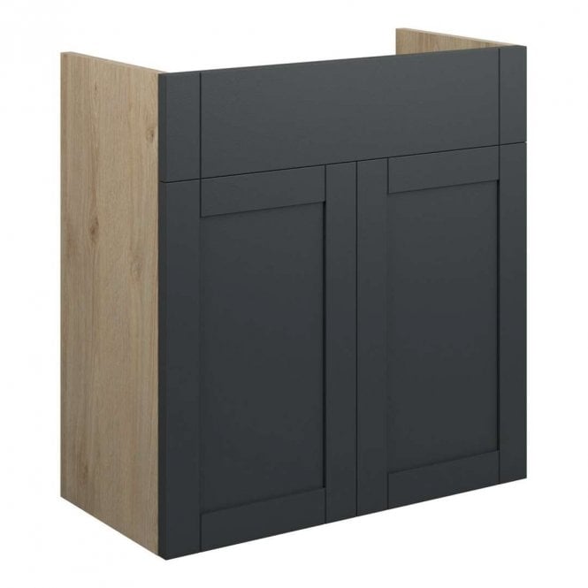 Dove Bathrooms Etta 600mm Standard Basin Unit - Matt Graphite Grey (Oak Cabinet)
